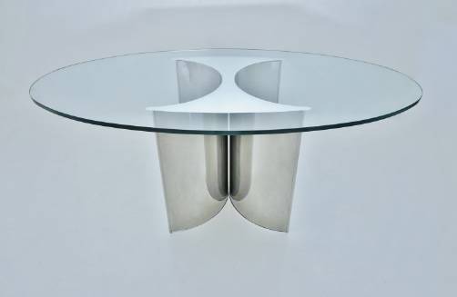 Luigi Saccardo design dining table for Arrmet, stainless steel & mirrored glass 1970`s ca, Italian